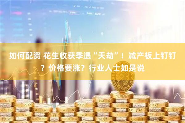 如何配资 花生收获季遇“天劫”！减产板上钉钉？价格要涨？行业人士如是说